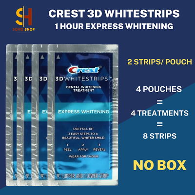 #ad CREST 3D 1 hour Express Whitestrips Teeth Whitening LEVEL 12 WHITER 8 STRIPS $17.99