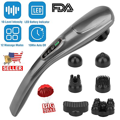 Electric Handheld Back Massager Full Body Deep Tissue Percussion Pain Relief $28.99