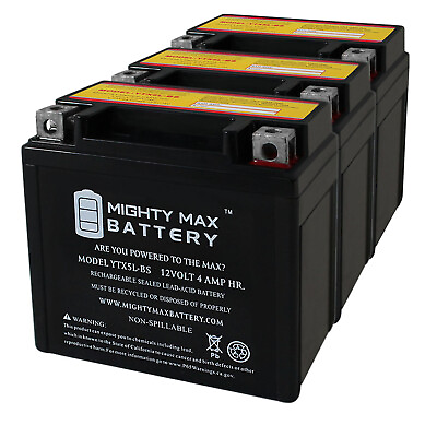 #ad #ad Mighty Max YTX5L BS 12V 4AH Battery Replaces Arctic Cat 90 DVX90 2018 3 Pack $54.99