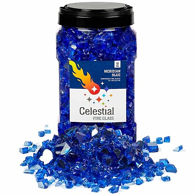 #ad High Luster 1 2quot; Reflective Tempered Fire Glass in Meridian Blue 10 Pound Jar $32.95