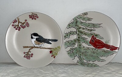 #ad Set of 2 Pottery Barn #x27;Arctic Forest#x27; Winter Dessert Salad Plates Holiday $19.99