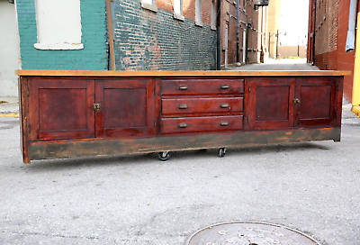 Antique Store Counter Bar Kitchen island Wood Countertop Butcher Country $4500.00