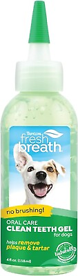 #ad TropiClean Fresh Breath for Dogs No Brush Dental Gel for Dogs Dog Dental Gel 4OZ $30.89