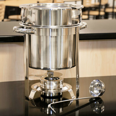 Choice Deluxe 7 qt. Soup Chafer Marmite Stainless Steel Round Chafing Dish $66.70
