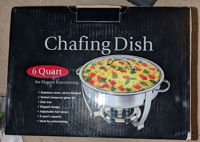 #ad #ad 7 Piece 6 qt Chafing Dish Stainless steel glass Cover Brand New Still in Box $20.99
