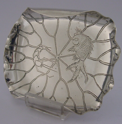 RARE CHINESE EXPORT SOLID SILVER DISH c1900 ANTIQUE 56g NATURALISTIC GBP 135.00
