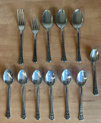 #ad Mixed Lot of 12 Interpur FLORENZ Stainless Flatware Dinner Salad Fork Spoons $19.99