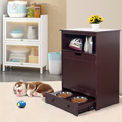 #ad Pet Food Feeder Station Storage Cabinet Dog Cat Food Storage and Feeding Station $165.49
