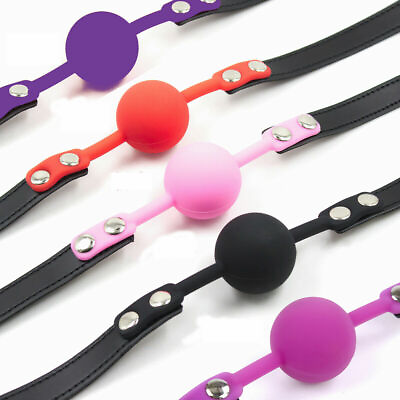 Ball Gag Silicone Mouth Gag Lips with Adjustable Neck Straps Man Woman Couples $10.85