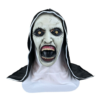 The Scary Open Mouth Nun Latex Mask w Headscarf Horror Cosplay Halloween Costume $14.99