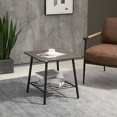 Side Table Accent End Table with Storage Shelf and Metal Frame for Living Room $29.99