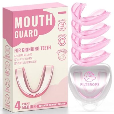 #ad #ad 4 Pack Pink Kids Mouth Guard for Teeth Grinding Moldable Small Size for Kids $15.18