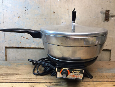 #ad Vintage 1970’s Oster 4 piece Electric Chafing Dish working silver Cookware $34.99