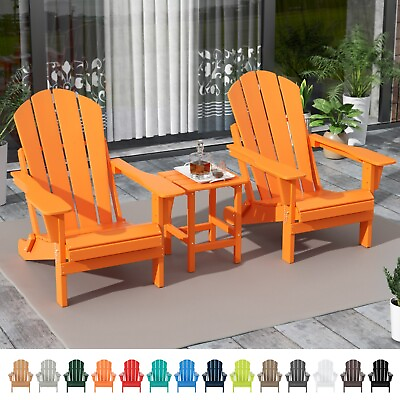 #ad #ad 3PC Folding Adirondack Chair with Side Table Set Patio Outdoor Poly Material $359.99