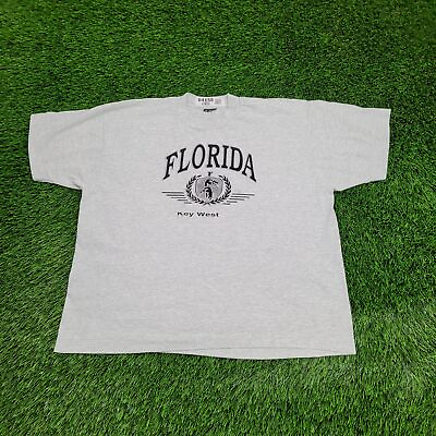 #ad Vintage 90s Key West Florida Emblem Crest Shirt Womens XL Short 23x24 Gray USA $48.77