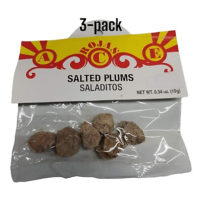 3 pack Saladitos c Sal Salted plums 0.34 oz 10g each bag Mexican candy $6.89