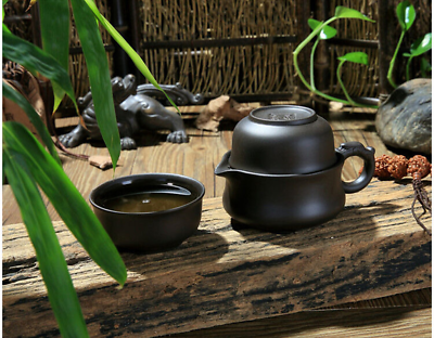 Chinese Portable Travelling Tea Set Zisha Tea Cup Teapot Set $30.77