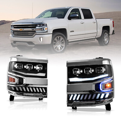 #ad #ad Pair Full For 16 18 Chevrolet Silverado Full LED Lens Headlights W Animation LR $629.99
