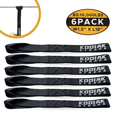6Pack Soft Loop Tie Down Straps Black for Motorcycle Snowmobile Towing Cargo ATV $11.99