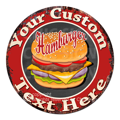 #ad #ad CP 0162 ANY NAME#x27;S Custom Personalized Hamburger Food Metal Sign Decor Gift idea $27.99