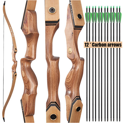 #ad Archery 60quot; Takedown Recurve Bow amp; 12X Arrows Adult RH Hunting Target Set Arrows $112.79