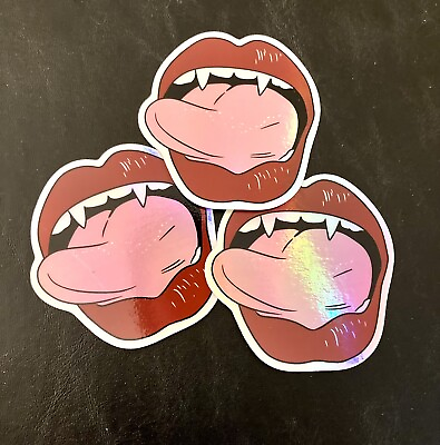 Vampire Mouth Holographic Vinyl Sticker Decal 3” Sexy Dracula Tongue Horror $3.99