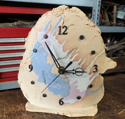 Vintage Australian Pottery Clock. Earthworks Cronulla Pottery Abstract ArtClock AU $49.50
