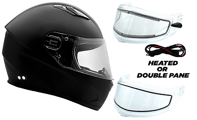 #ad Adult Snowmobile Helmet Black Full Face Double Pane Shield or Heated DOT 3x 4x $125.00