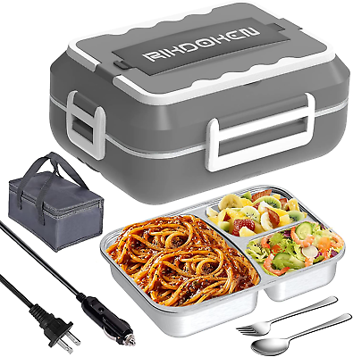 #ad 60W Faster Electric Lunch Box Food Heater Portable Stainless Steel 1.5L Capac $47.99