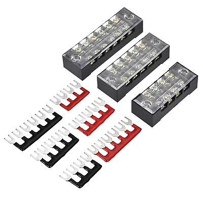 Terminal Block 4 5 6 Positions Dual Rows 600V 15A with Pre Insulated Bar 6 Sets $13.27