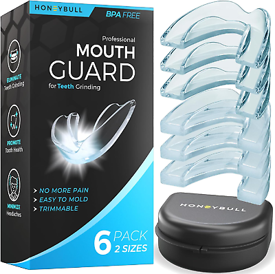#ad Mouth Guard for Grinding Teeth 6 Pack Mixed Comes in 2 Sizes for Light and H $17.85