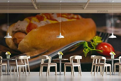 #ad #ad 3D Fast Food Hot Dog Wallpaper Wall Mural Removable Self adhesive 204 AU $349.99