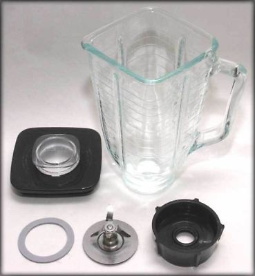 #ad 5 Cup Square Top 6 Piece Complete Glass Jar Replacement Set Fits Oster Blender $20.97