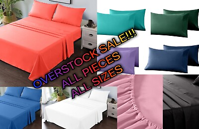 Superb Bed Sheet Set Fitted Flat Pillowcases Breathable amp; Soft Deep Pocket $20.00