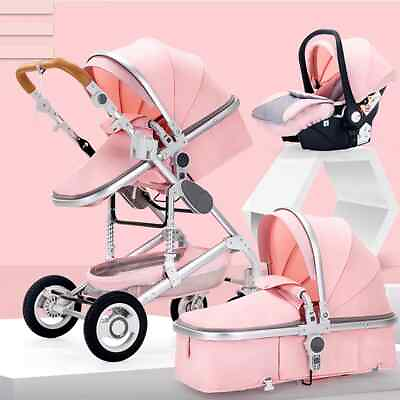 #ad Baby Stroller 3 in 1 with Car Seat Multifunctional BABY Carriagepink Folding $503.22