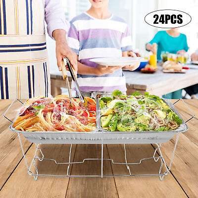 #ad 24 Pack Full Size Chafing Dish Buffet Chafer Food Warmer Wire Frame Stand Rack $116.00