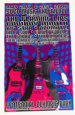 #ad #ad Flaming Lips Concert Poster De La Soul Cowboy Mouth Big Star Lindsey Kuhn Purple $58.00