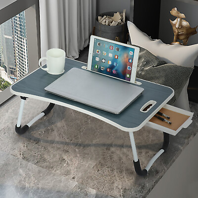 Folding Desk Tray Table Drawer Bed Food Portable Laptop TV Lazy Notebook Stand $37.98