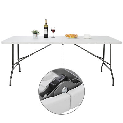 6FT Folding Table Portable Indoor Outdoor BBQ Picnic Party Camping Tables White $42.59