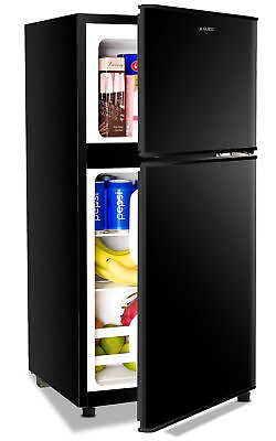 #ad 3.5Cu.Ft Compact Refrigerator Mini Fridge with Freezer 2 Door 7 Level Thermostat $209.96