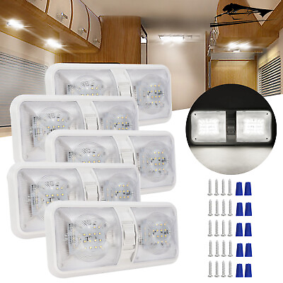 #ad #ad 5X 12V Interior LED Ceiling Light For RV Boat Camper Trailer Double Dome Light $37.50