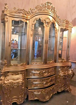 #ad Regal Opulence: Baroque Rococo Style Buffet with Luxurious Gold Leaf Finish $5900.00