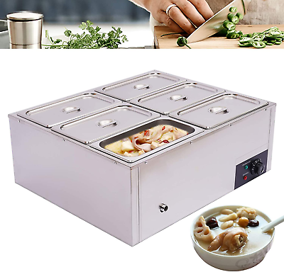 #ad 6 Pot Commercial Food Warmer 110V Buffet Food Warming Tray 850W Countertop Elec $316.99
