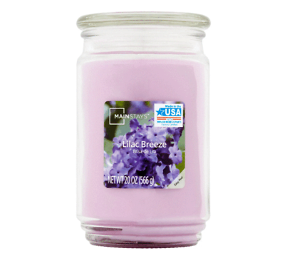 #ad Mainstays Lilac Breeze Scented Large Glass Candle Jar Single Wick 20 oz. New $9.89
