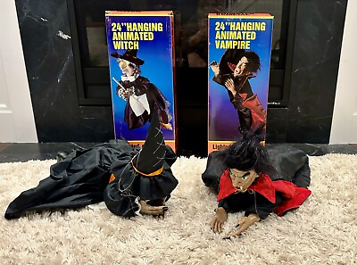 #ad #ad Vintage GEMMY Halloween 24quot; Hanging Animated Vampire Dracula amp; Witch Scream Shak $59.90