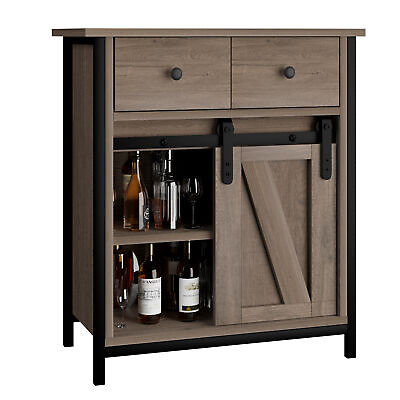 Sideboard Buffet Cabinet Storage Organizer with 2 Drawer and Sliding Barn Door $115.99