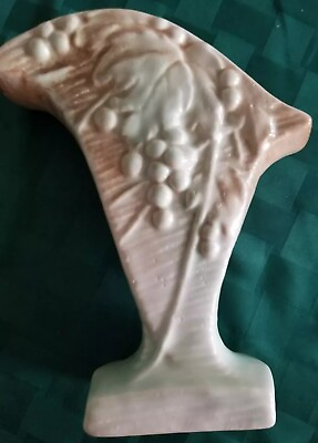 #ad Mccoy Art Pottery Rustic Line Grape Cluster Two Tone Vintage 7 3 4quot; Vase $25.00