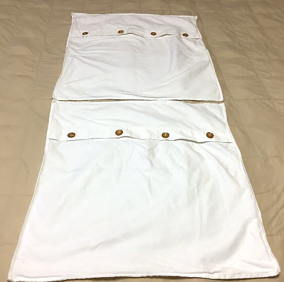 #ad #ad Pottery Barn EURO 100% Cotton White Pillow Shams Brown Buttons SET OF 2 $36.00