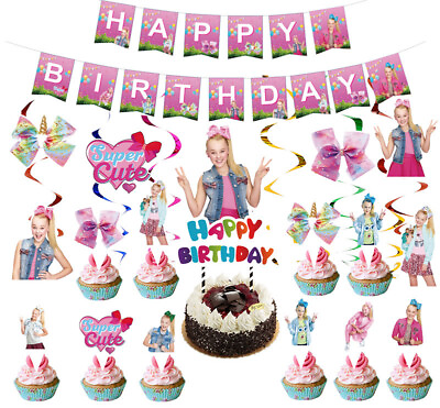 #ad Jojo Siwa Themed Girl Birthday Party Balloon Tableware Cup Napkin Plate Decors GBP 30.99