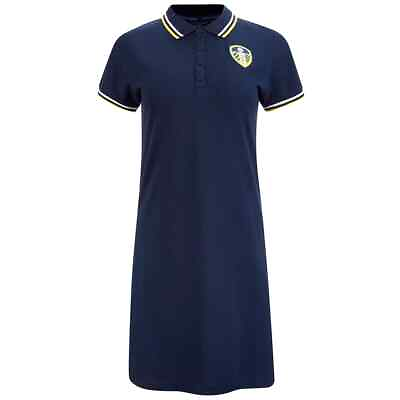 #ad Leeds United Football Polo Shirt Dress Womens 12 Retro Team Crest Top LUP1 GBP 19.95